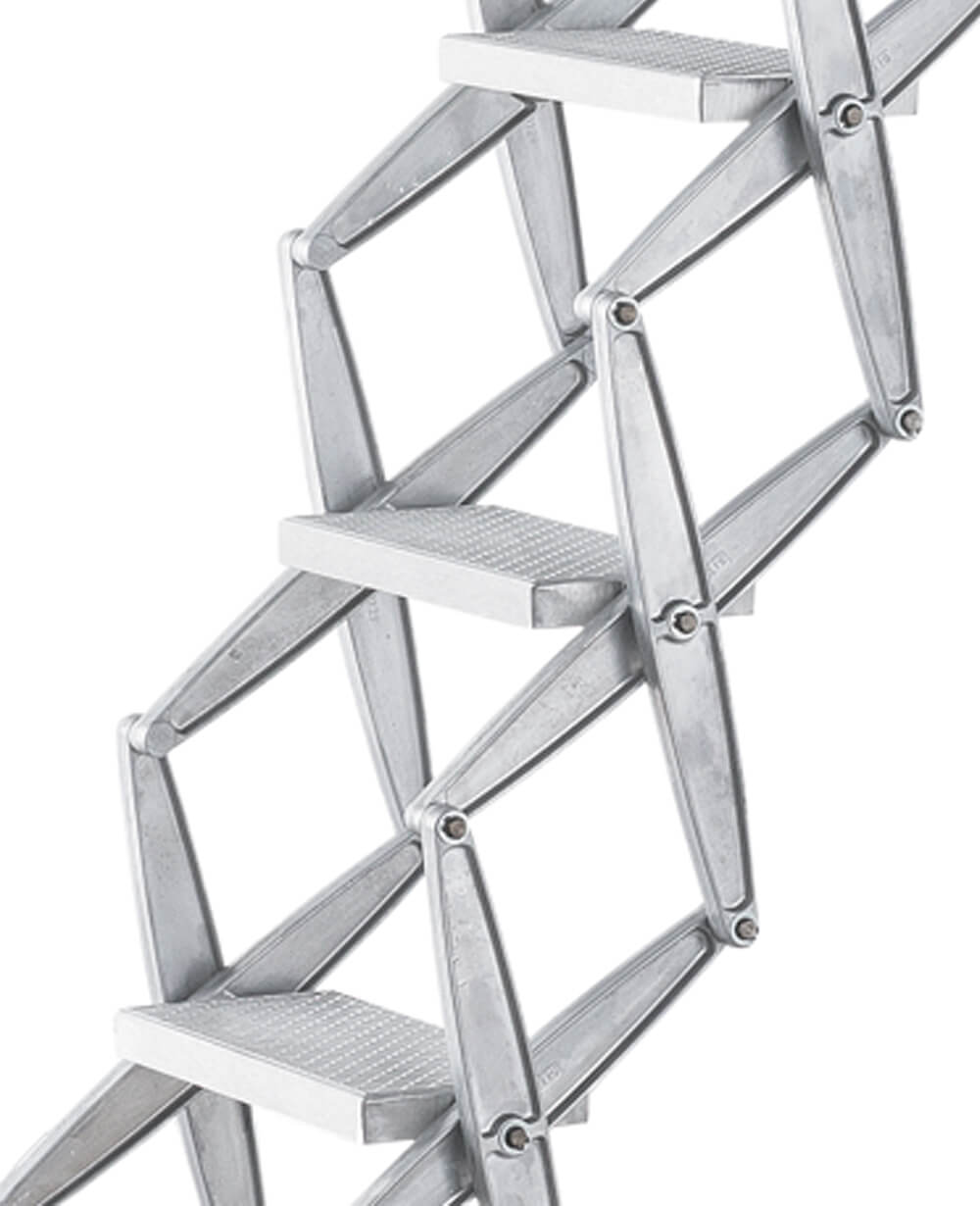 High strength retractable concertina ladder