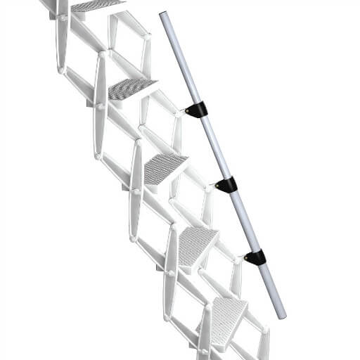 Additional telescopic handrail for enhanced comfort and safety when climbing a loft ladder