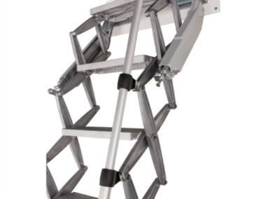 Elite heavy duty loft ladder. Aluminium concertina loft ladder with spring assisted operation.