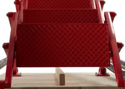 Wide loft ladders. The Supreme has treads as wide as 580mm. Shown here in red powder coat finish. Premier Loft Ladders