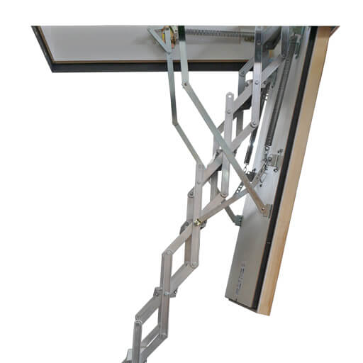 MiniLine aluminium space saving fire resistant loft ladders for small ceiling openings. F30, F60 and F90 fire rating