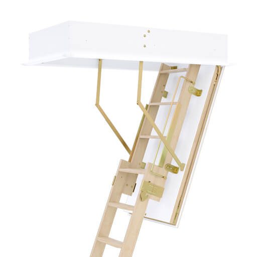 Quadro 2 wooden loft ladder. With insulated and airtight hatch. Sliding loft ladder. Premier Loft Ladders