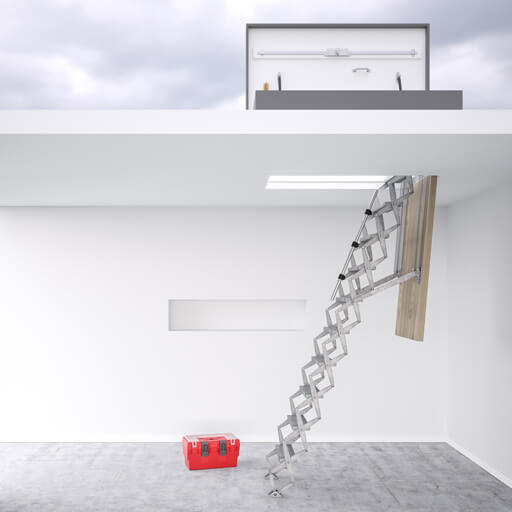 Commercial roof access ladder and weather resistant hatches for safe and secure access to a flat roof