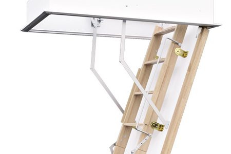 Wooden, fire resistant, flat roof access ladder