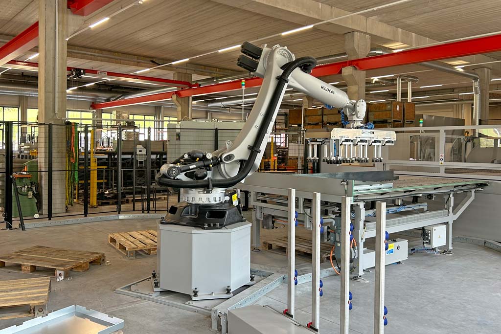 Factory-Sheet-Metal-Robot_1024x683 Robotic pick and place on steel fabrication line