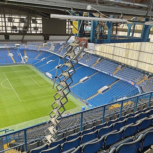 Heavy-duty gantry ladder for TV camera operators. Heavy-duty gantry ladder for TV camera operators.