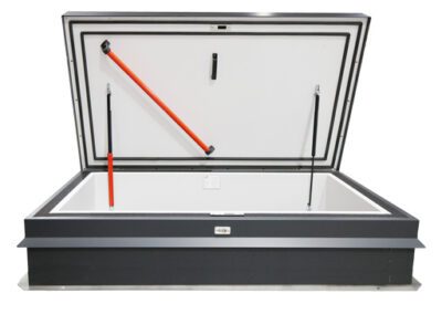 Thermally broken flat roof access hatch.