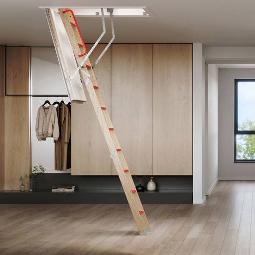 Designo wooden loft ladder for high ceilings