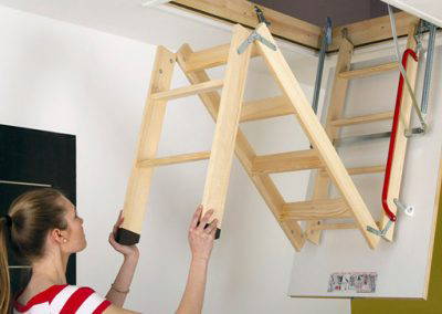 LWK timber loft ladder being unfolded
