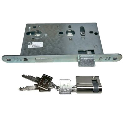 Security lock for fire-rated steel hatches. Euro profile cylinder lock.