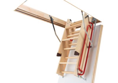 LWL Komfort timber loft ladder. 3-part part folding ladder.